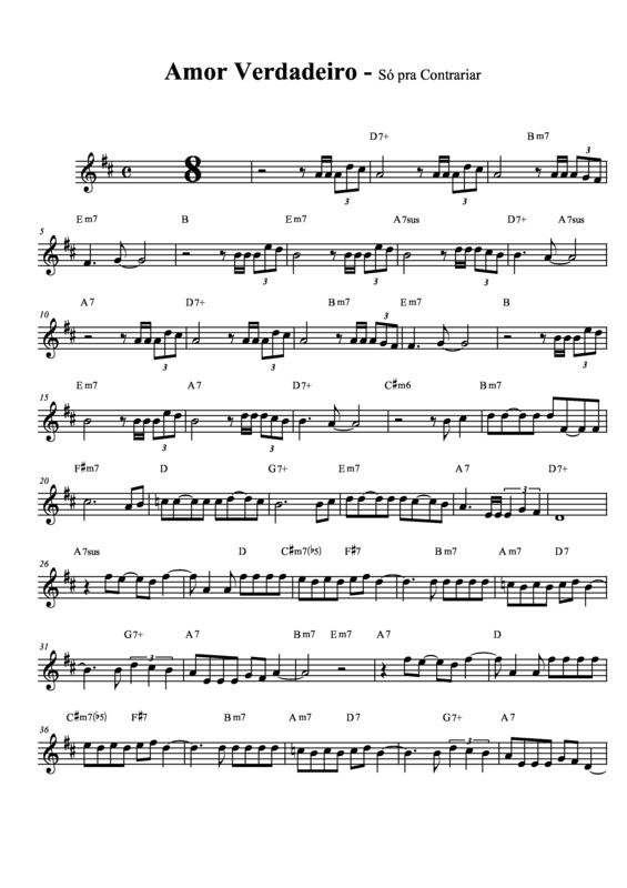 Partitura da música Amor verdadeiro v.3