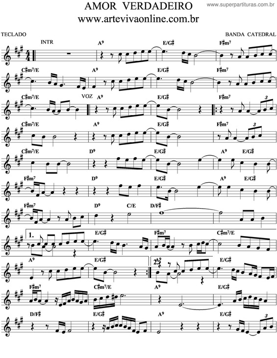 Partitura da música Amor Verdadeiro v.4