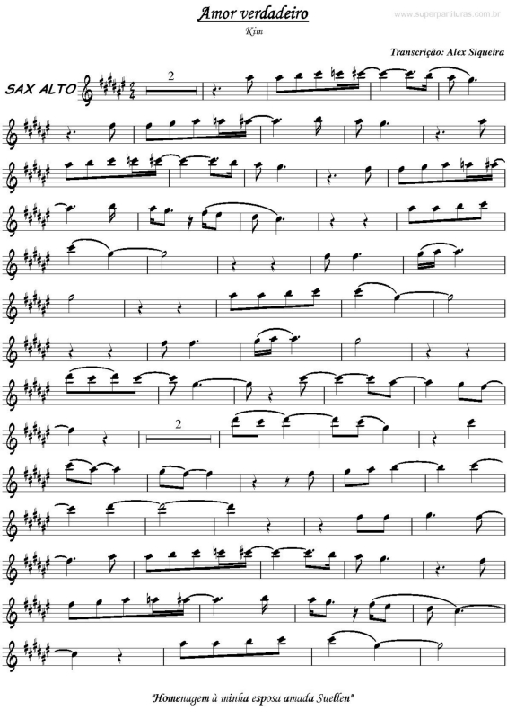 Partitura da música Amor Verdadeiro