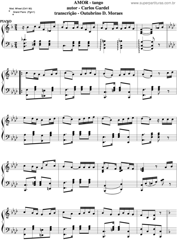 Partitura da música Amor