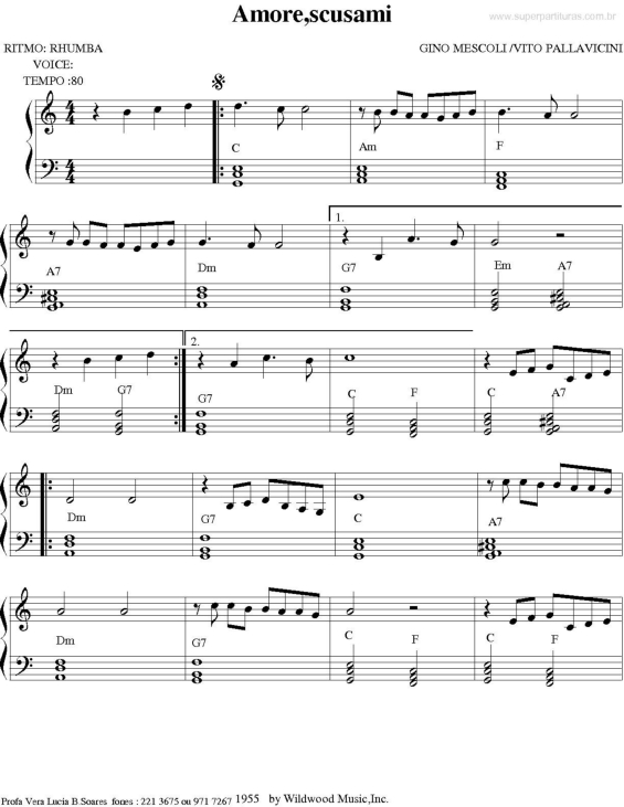 Partitura da música Amore, Scusami