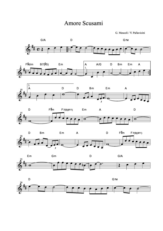 Partitura da música Amore Scusami