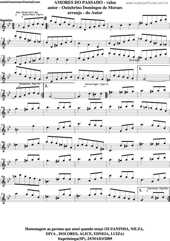 Partitura da música Amores Do Passado v.3