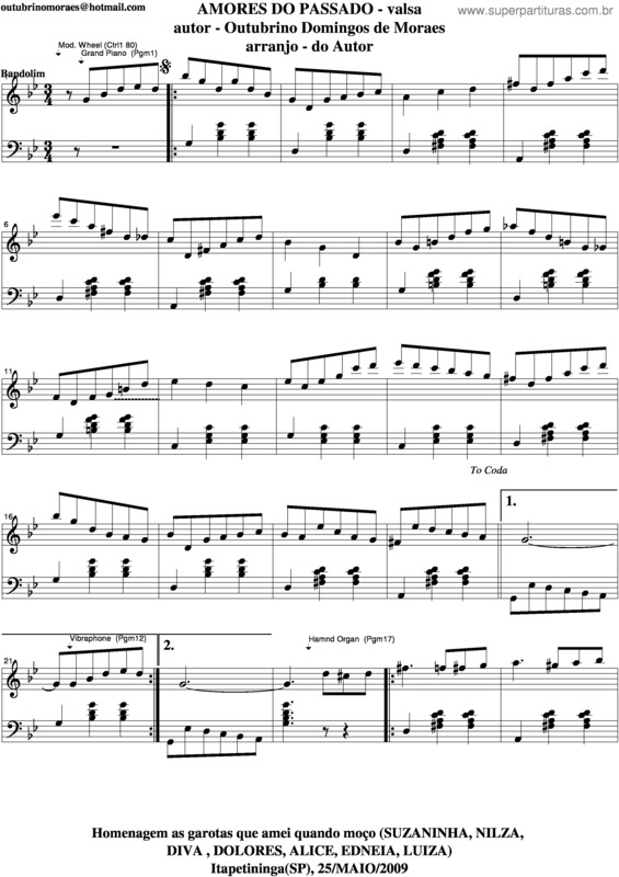 Partitura da música Amores Do Passado v.4