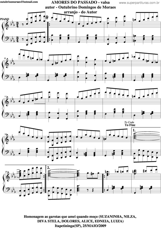 Partitura da música Amores Do Passado v.5