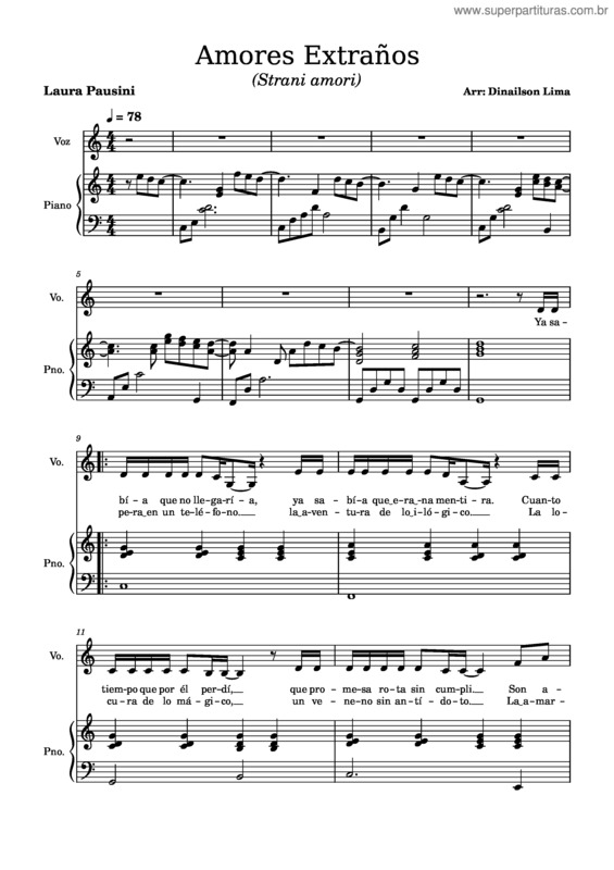Partitura da música Amores Extraños v.2