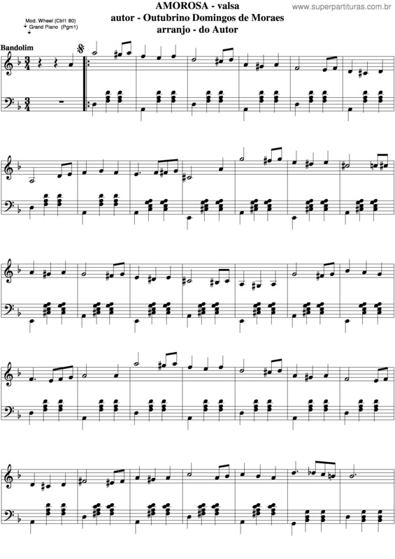 Partitura da música Amorosa v.3