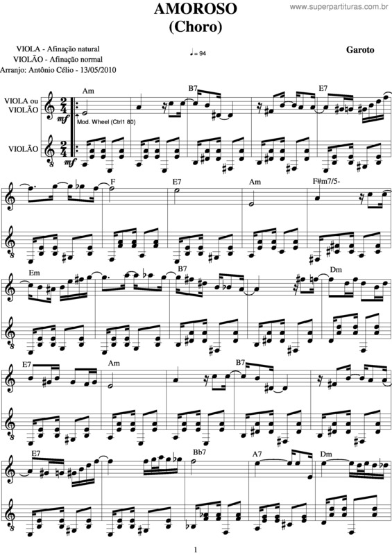 Partitura da música Amoroso v.11