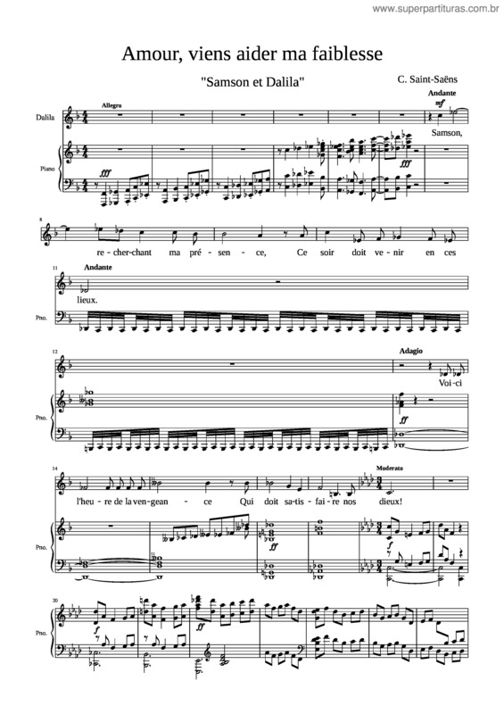 Partitura da música Amour, Viens Aider Ma Faiblesse