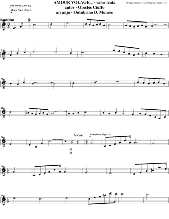 Partitura da música Amour Volage v.2