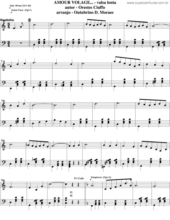 Partitura da música Amour Volage v.3