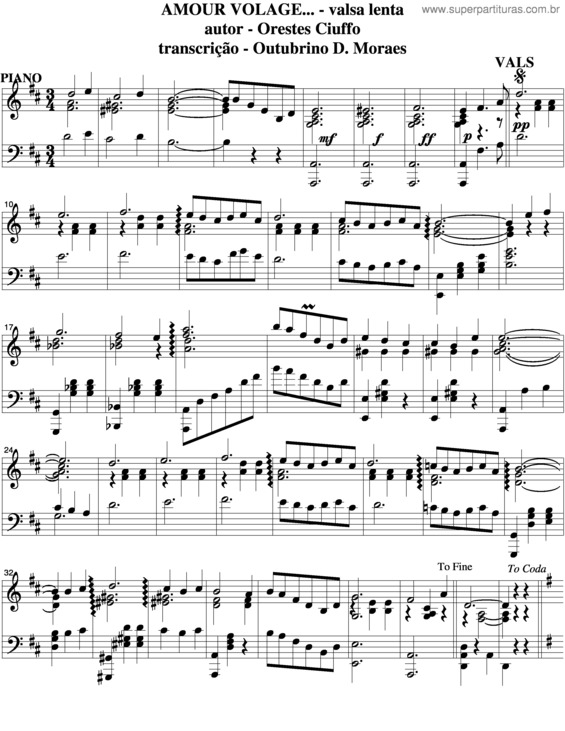 Partitura da música Amour Volage v.4