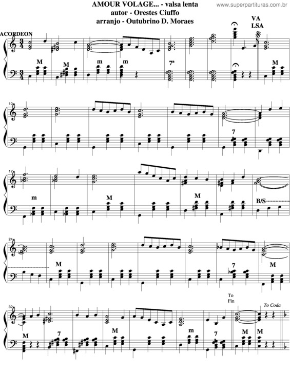 Partitura da música Amour Volage