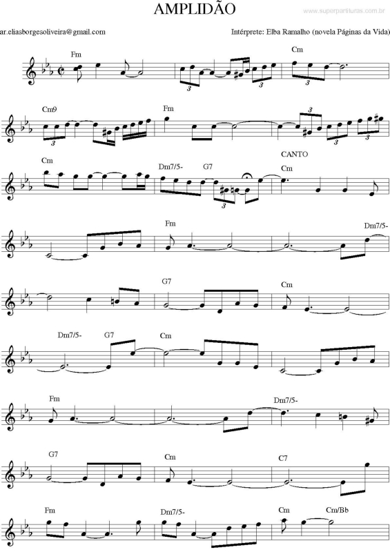 Partitura da música Amplidão