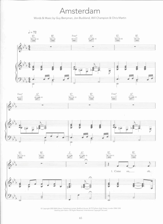 Partitura da música Amsterdam v.3