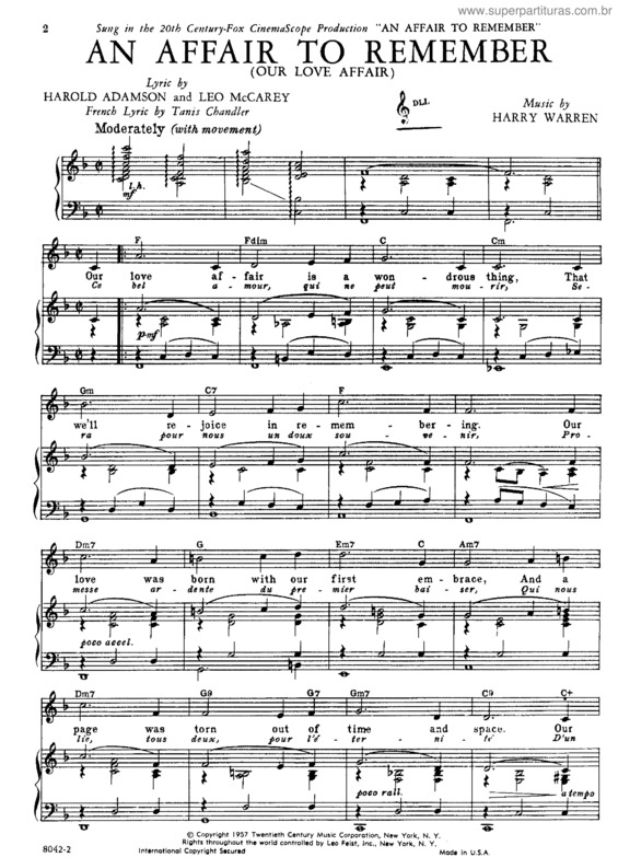 Partitura da música An Affair To Remember v.3