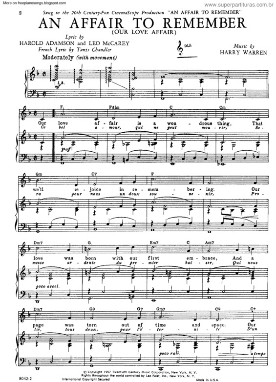 Partitura da música An Affair To Remember v.4