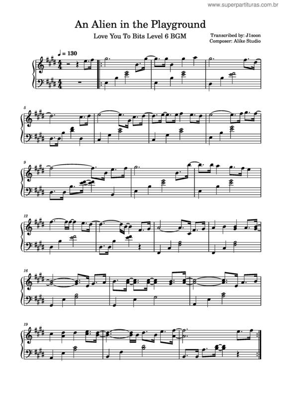 Partitura da música An Alien In The Playground
