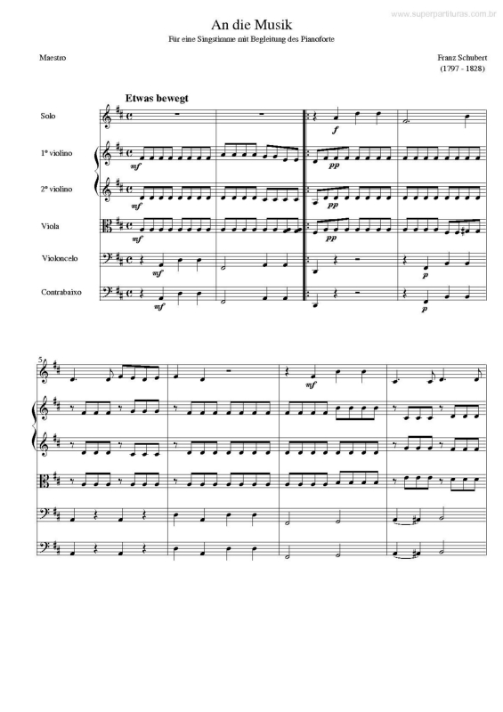 Partitura da música An Die Musik