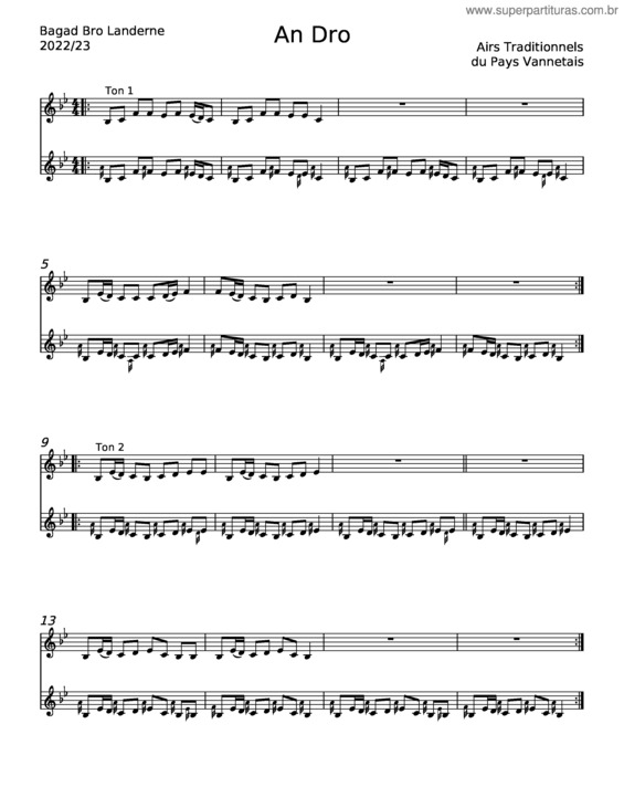Partitura da música An Dro – Misc Tunes
