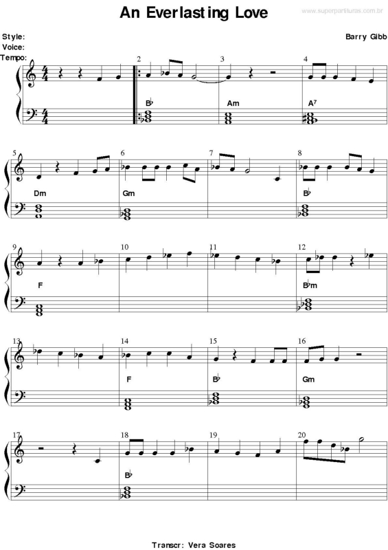 Partitura da música An Everlasting Love