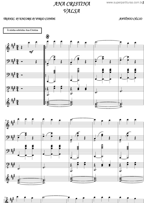 Partitura da música Ana Cristina v.2