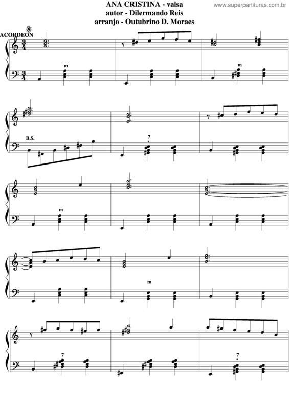 Partitura da música Ana Cristina v.5