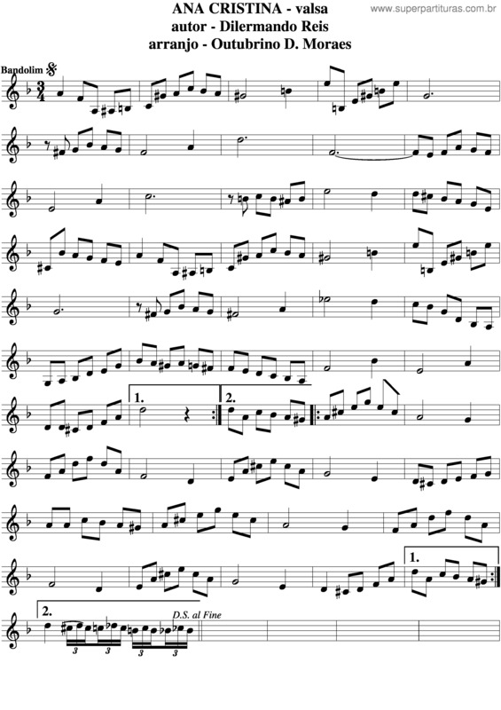 Partitura da música Ana Cristina v.6