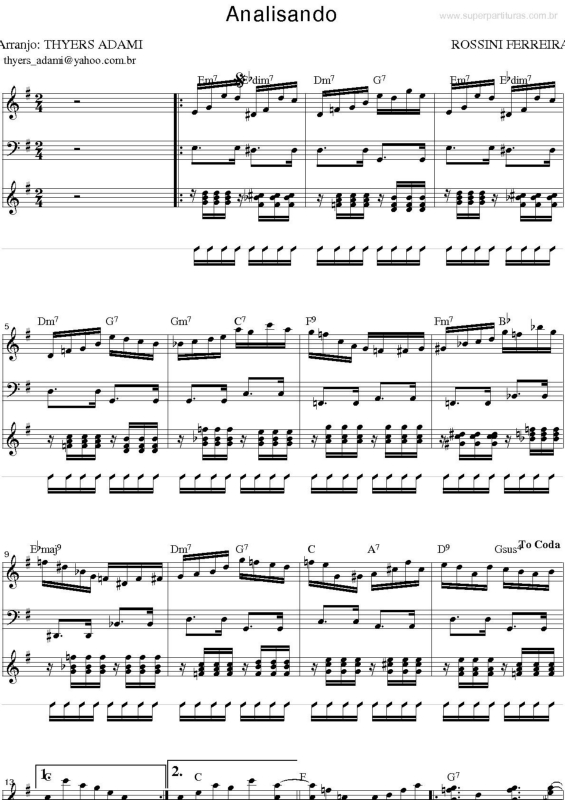 Partitura da música Analisando