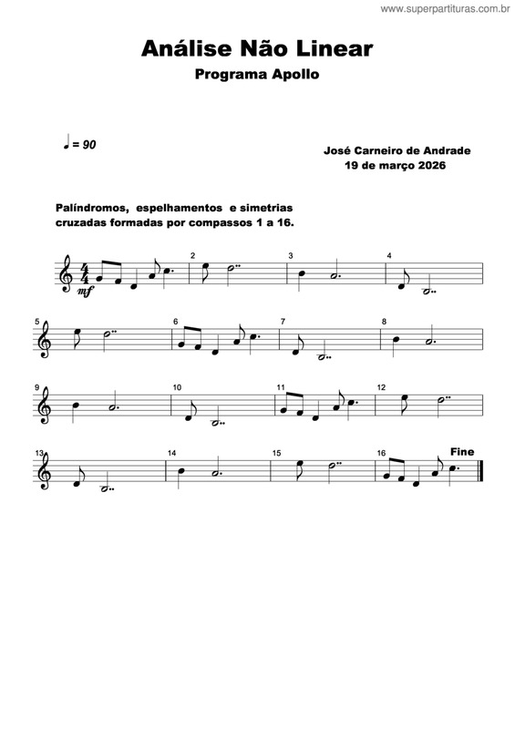 Partitura da música Análise Não Linear