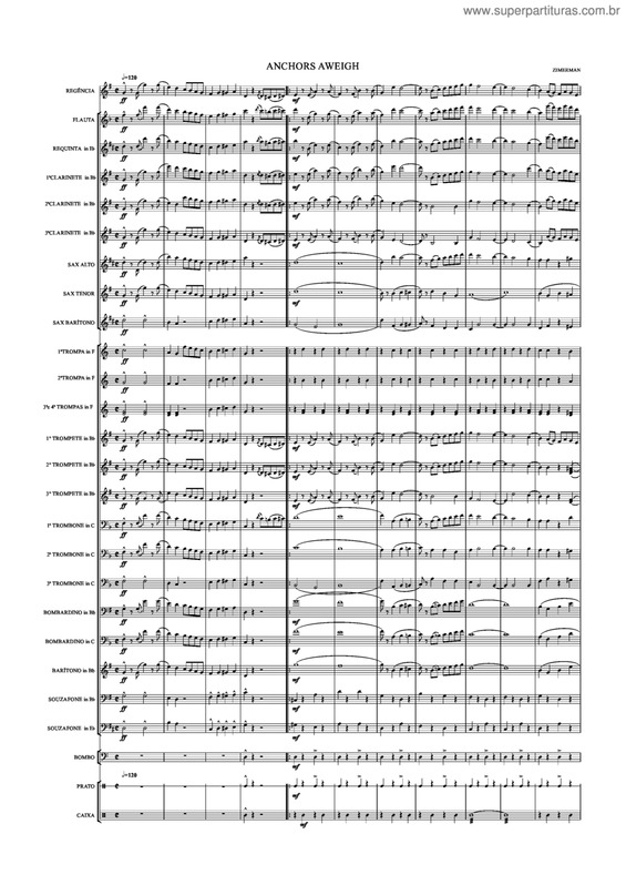 Partitura da música Anchors Aweigh