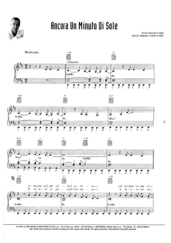 Partitura da música Ancora un Minuto di Sole v.2