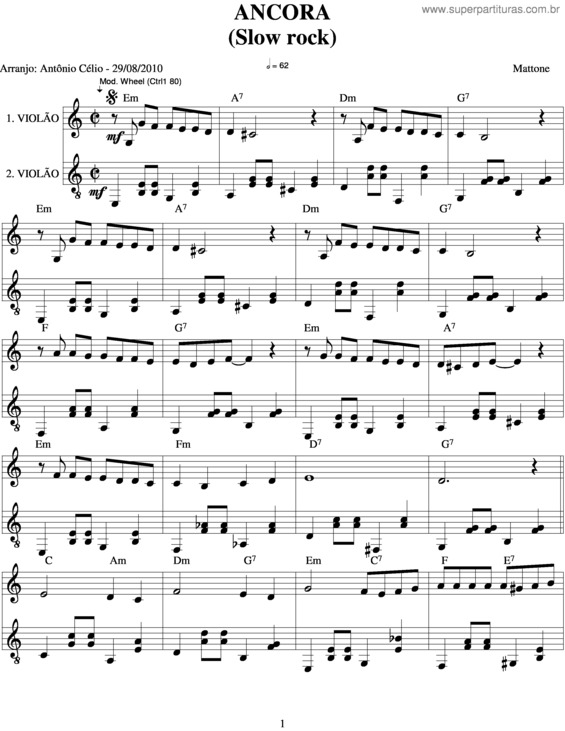 Partitura da música Ancora