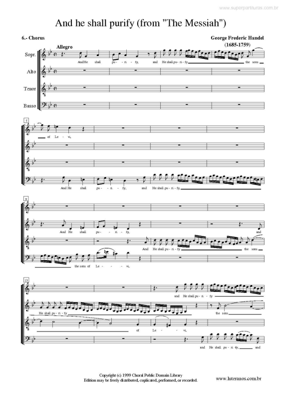 Partitura da música And He Shall Purify (O Messias)