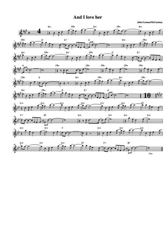 Partitura da música And I Love Her v.10