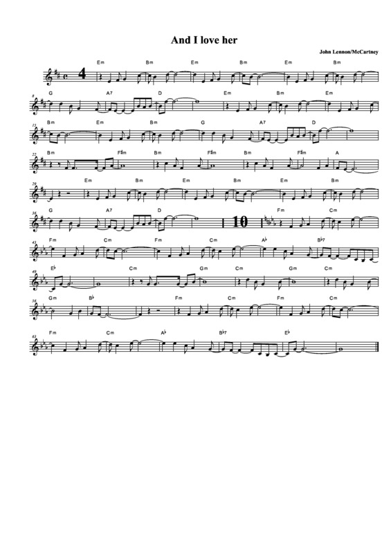 Partitura da música And I Love Her v.11