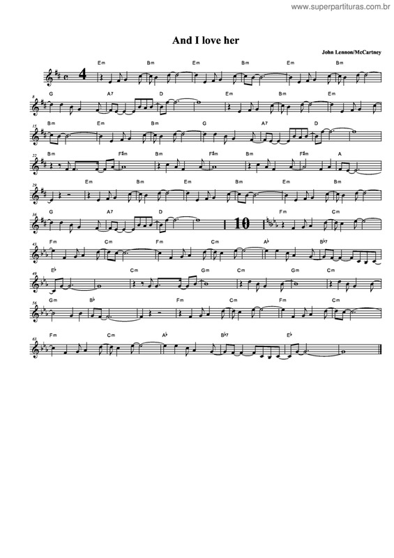 Partitura da música And I Love Her v.12