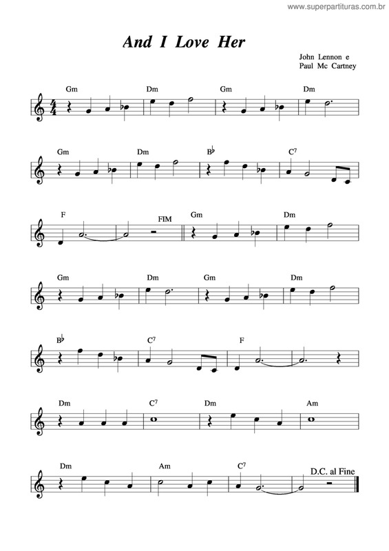 Partitura da música And I Love Her v.13