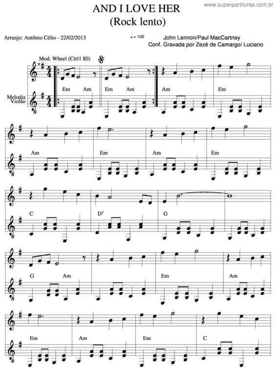 Partitura da música And I Love Her v.7