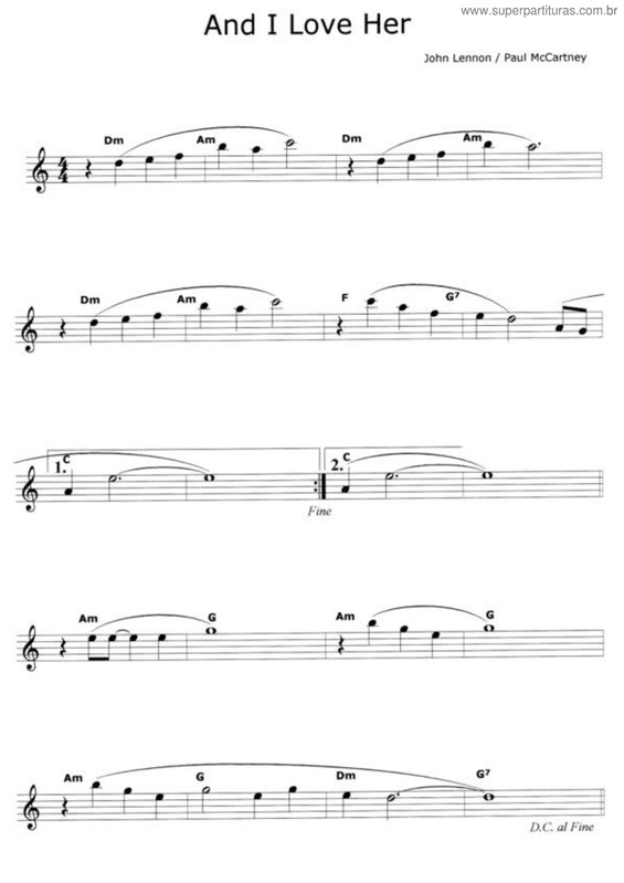 Partitura da música And I Love Her v.8