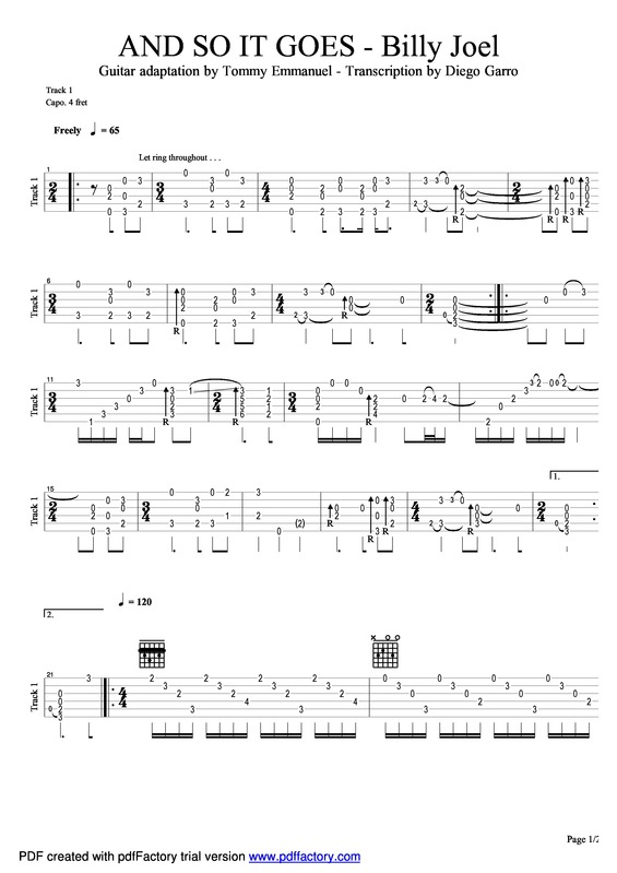 Partitura da música And So It Goes v.3