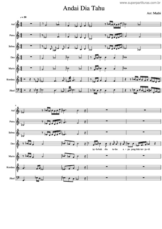 Partitura da música Andai Dia Tahu 2019