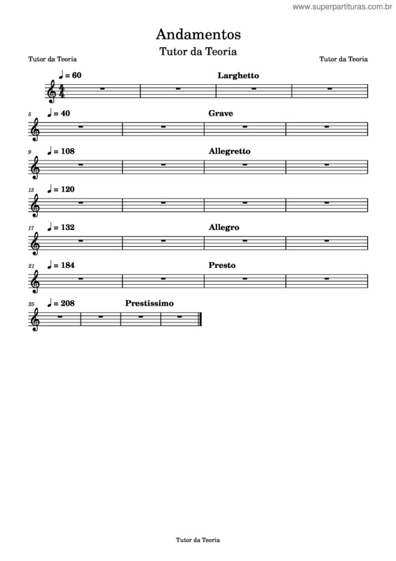 Partitura da música Andamentos