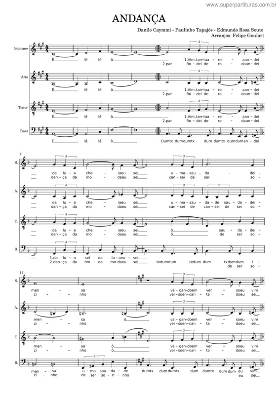 Partitura da música Andança v.12