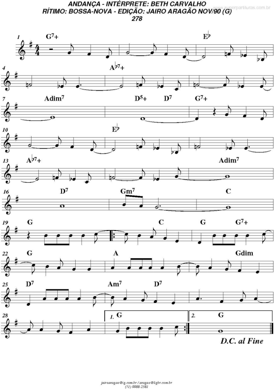 Partitura da música Andança