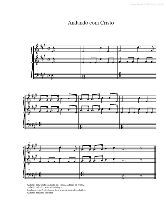 Partitura da música Andando com Cristo