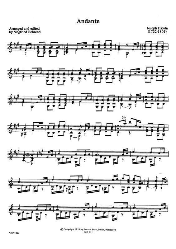 Partitura da música Andante (A Major)