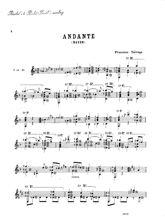 Partitura da música Andante (Haydn)