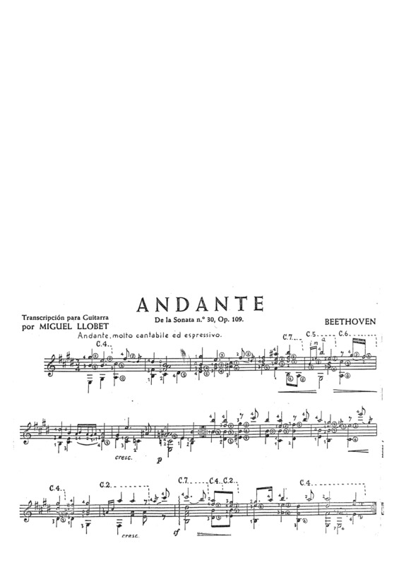 Partitura da música Andante (Sonata Nº30 Op 109)