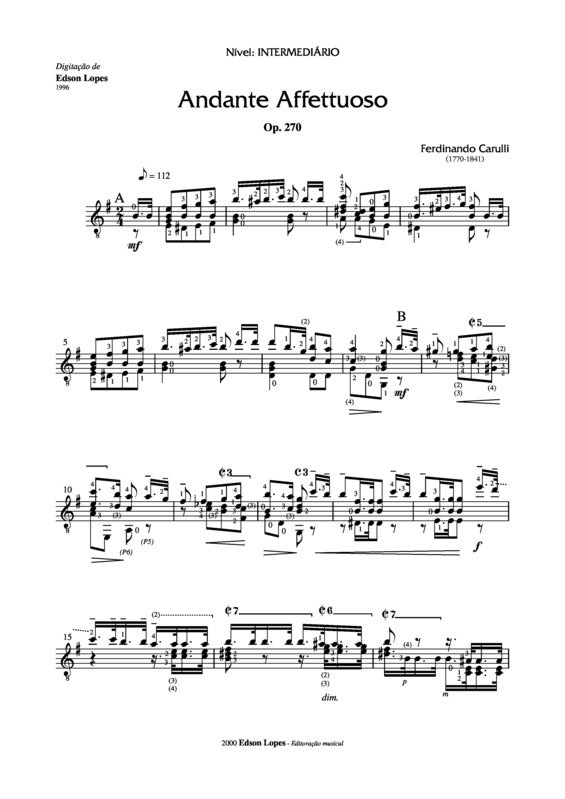 Partitura da música Andante Affettuoso Op. 270